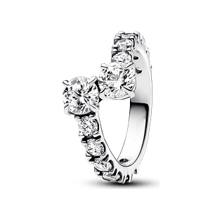 Anillo Alianza Superpuesta Brillante - Estilo Pandora