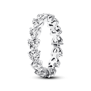 Anillo Eternidad Fila de Corazones - Estilo Pandora