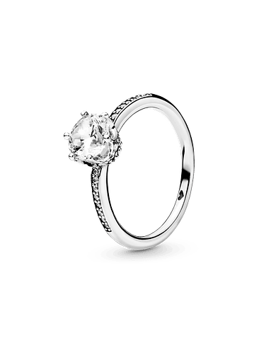 Anillo de Corona Deslumbrante Transparente - Estilo Pandora 1