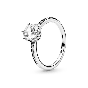 Anillo de Corona Deslumbrante Transparente - Estilo Pandora