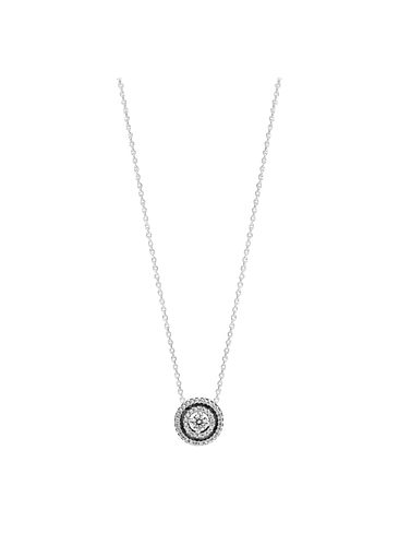 Collar con Colgante de Doble Halo Brillante - Estilo Pandora 1