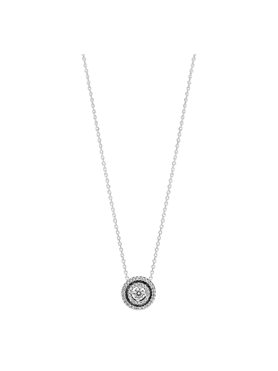 Collar con Colgante de Doble Halo Brillante - Estilo Pandora 1