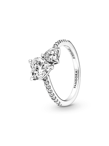 Anillo Reluciente Corazón Doble - Estilo Pandora 1