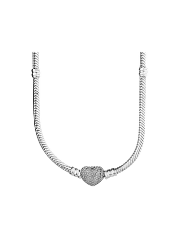 Collar Serpiente con Cierre de Corazón con Circonitas - Estilo Pandora 1