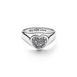 Anillo Pandora Sello Corazón Radiante - Estilo Pandora