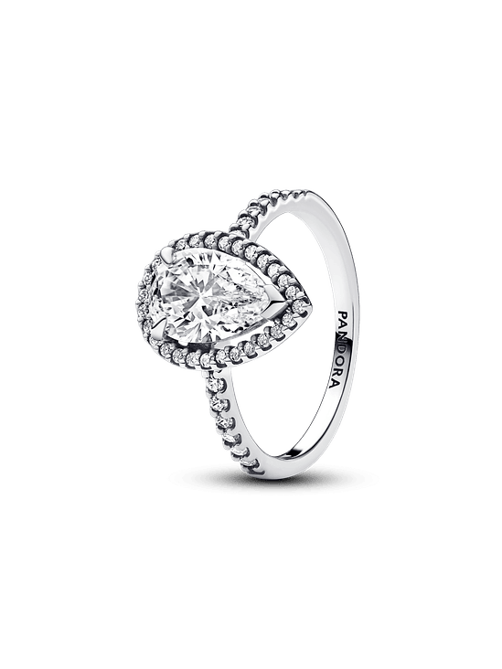 Anillo Halo Pera Brillante - Estilo Pandora 1