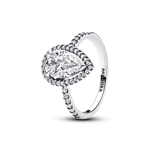 Anillo Halo Pera Brillante - Estilo Pandora