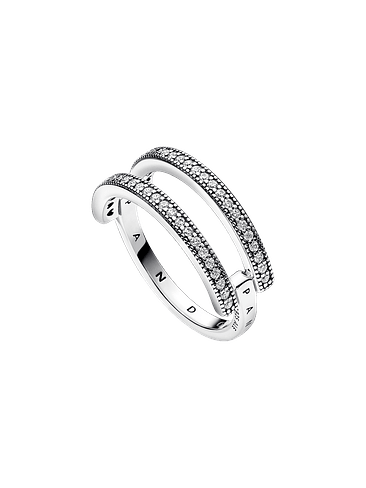 Anillo Doble Banda Logo y Pavé - Estilo Pandora 3