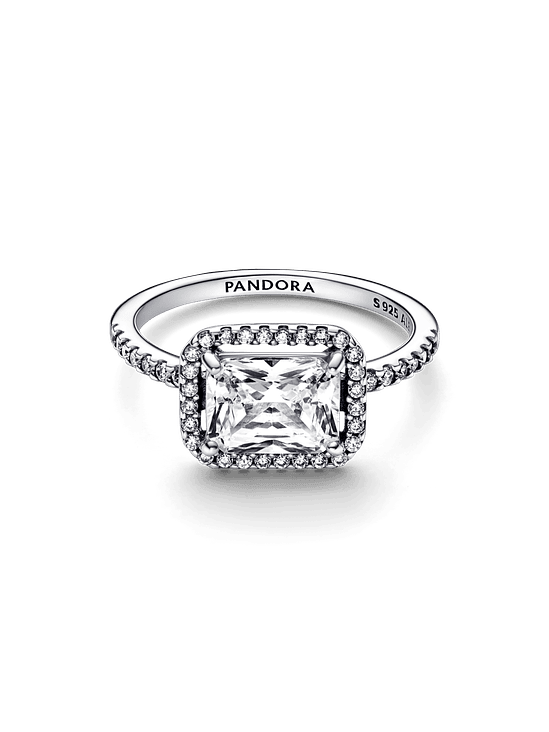Anillo Halo Rectangular Reluciente - Estilo Pandora 2