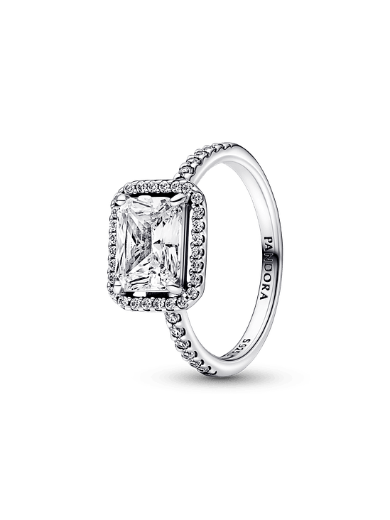 Anillo Halo Rectangular Reluciente - Estilo Pandora 1