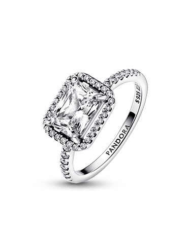 Anillo Halo Rectangular Reluciente - Estilo Pandora 3