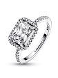 Anillo Halo Rectangular Reluciente - Estilo Pandora - Miniatura 3