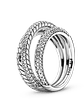 Anillo de Banda Triple con Patrón de Cadena de Serpiente - Estilo Pandora - Miniatura 1