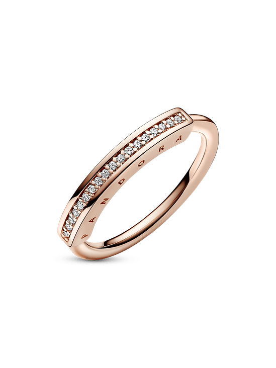 Anillo I-D en Pavé Oro Rosa - Estilo Pandora 1