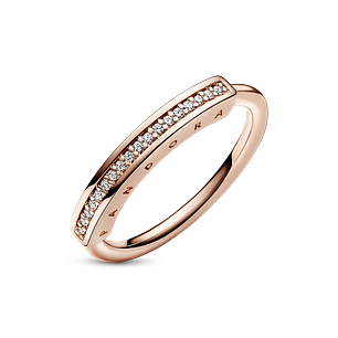 Anillo I-D en Pavé Oro Rosa - Estilo Pandora