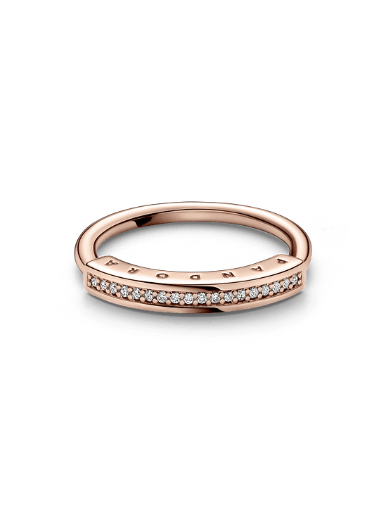 Anillo I-D en Pavé Oro Rosa - Estilo Pandora 2