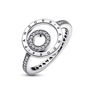 Anillo Círculos en Pavé con Logotipo - Estilo Pandora
