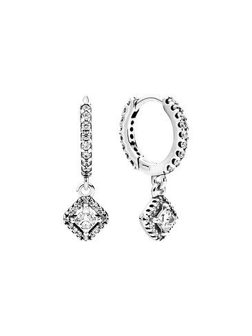 Aros con Cuadros Brillantes - Estilo Pandora 1