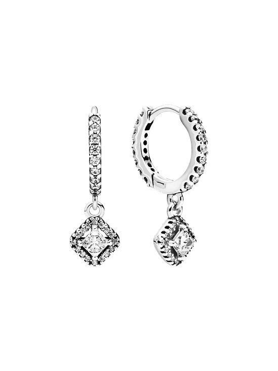 Aros con Cuadros Brillantes - Estilo Pandora 1