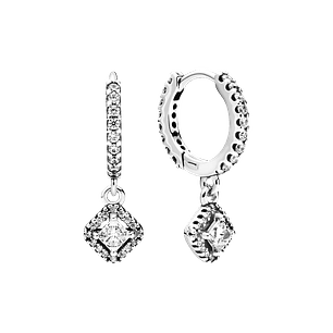 Aros con Cuadros Brillantes - Estilo Pandora