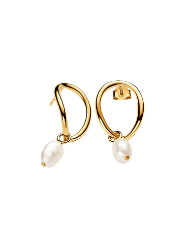 Aros Círculo Forma Orgánica y Perla Cultivada 1