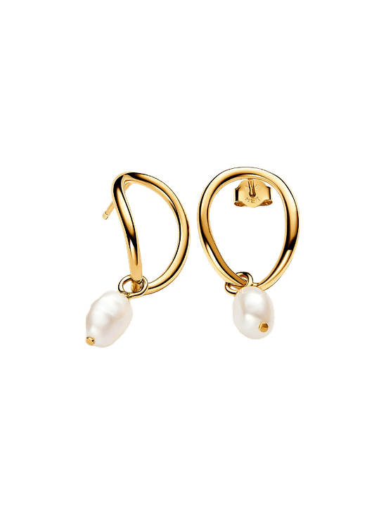 Aros Círculo Forma Orgánica y Perla Cultivada 1