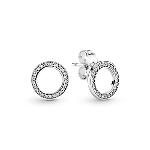 Aros de Botón Círculo Reluciente - Estilo Pandora