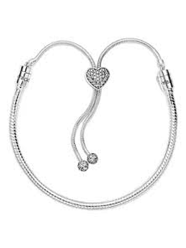 Pulsera Broche Deslizante Corazón Circonitas Pave - Estilo Pandora 2