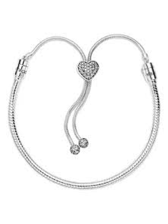 Pulsera Broche Deslizante Corazón Circonitas Pave - Estilo Pandora 2