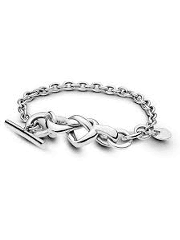 Pulsera Corazones Entrelazados Broche T - Estilo Pandora 1