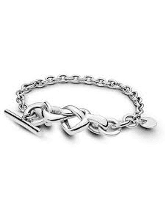 Pulsera Corazones Entrelazados Broche T - Estilo Pandora 1