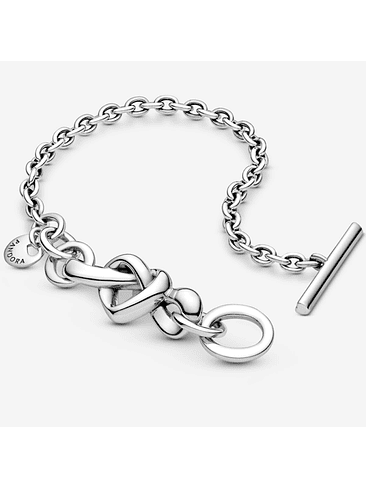 Pulsera Corazones Entrelazados Broche T - Estilo Pandora 2