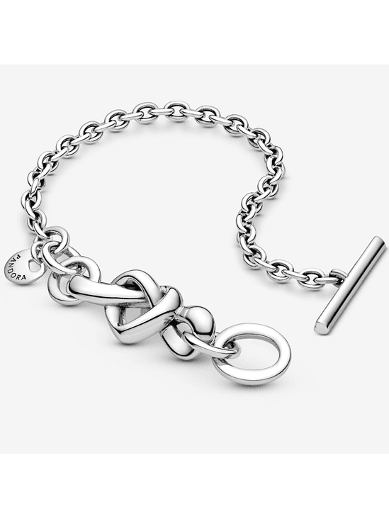 Pulsera Corazones Entrelazados Broche T - Estilo Pandora 2