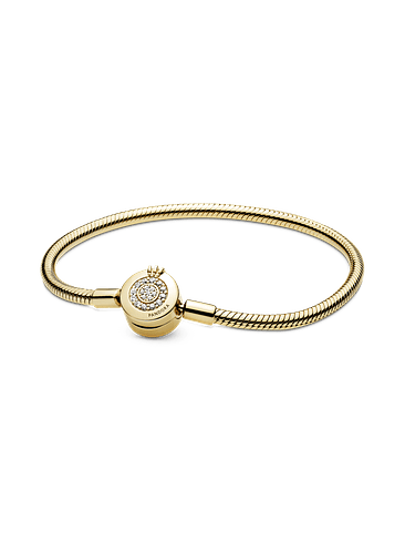 Brazalete Cadena de Serpiente Corona O Resplandeciente Recubrimiento en Oro - Estilo Pandora 1