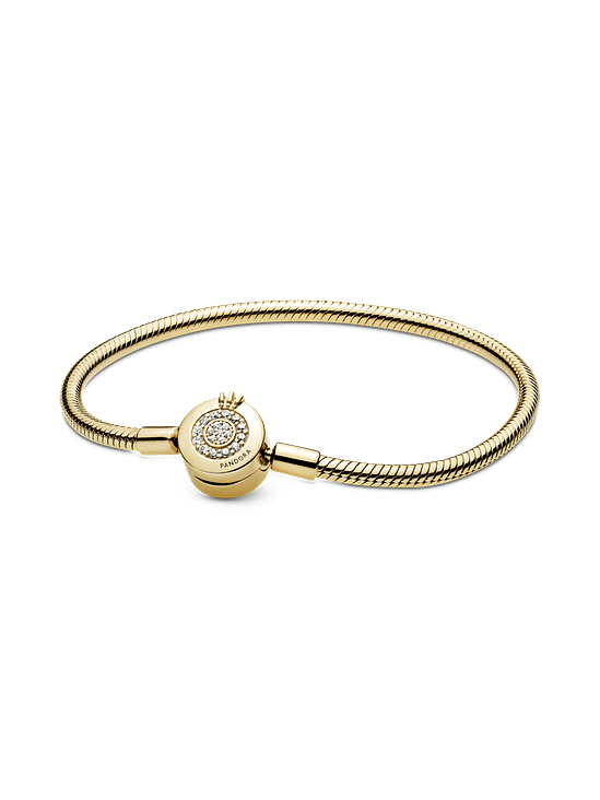 Brazalete Cadena de Serpiente Corona O Resplandeciente Recubrimiento en Oro - Estilo Pandora 1