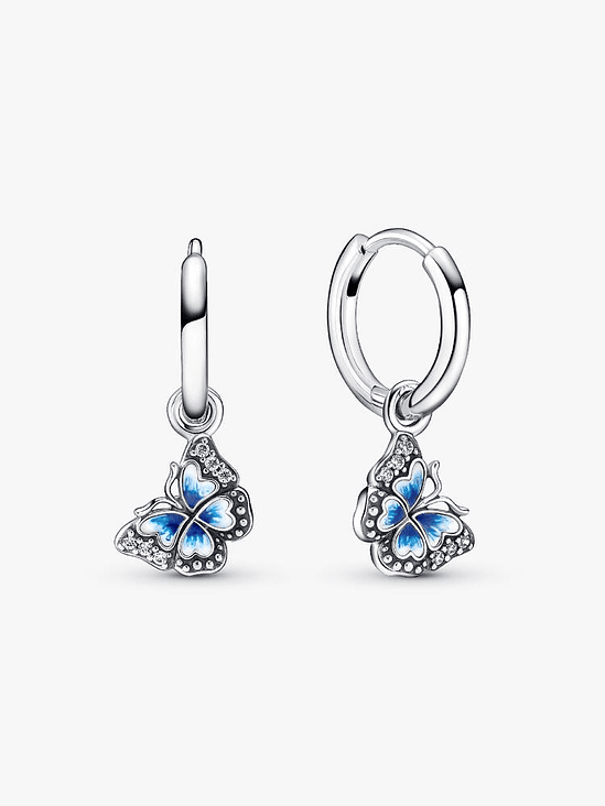 Aretes de Aro Mariposa Azul - Estilo Pandora 1