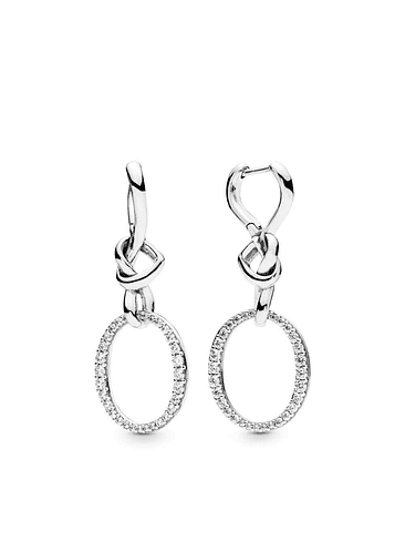 Pendientes de Circonita Cúbica Ovalados con Forma de corazón Anudado - Estilo Pandora  1