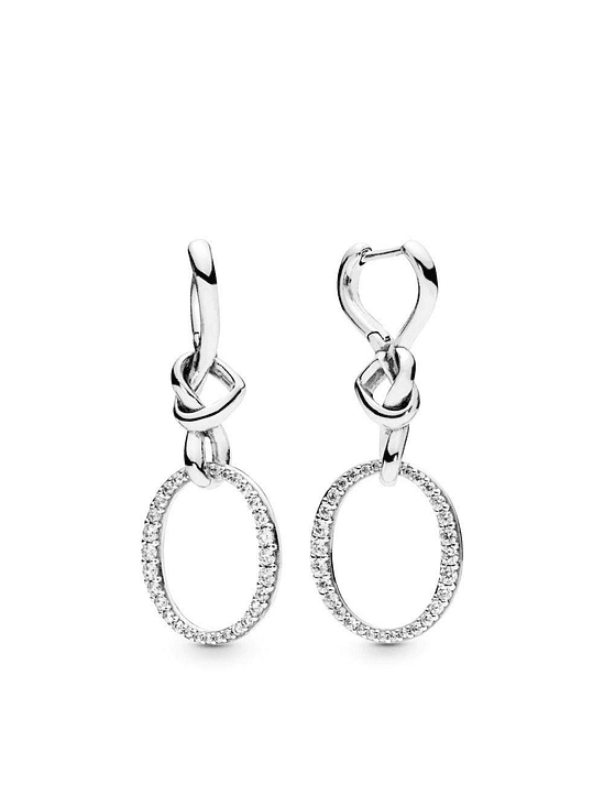 Pendientes de Circonita Cúbica Ovalados con Forma de corazón Anudado - Estilo Pandora  1