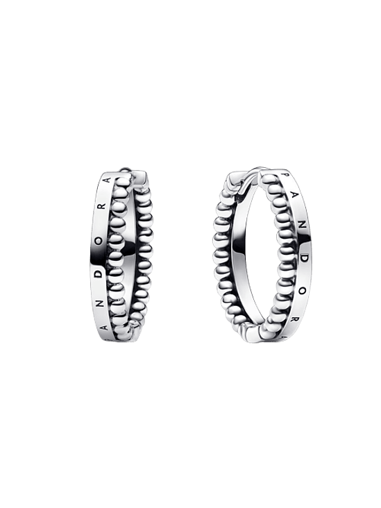 Aretes de Aro Logo y Cuentas 1