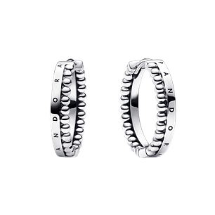 Aretes de Aro Logo y Cuentas