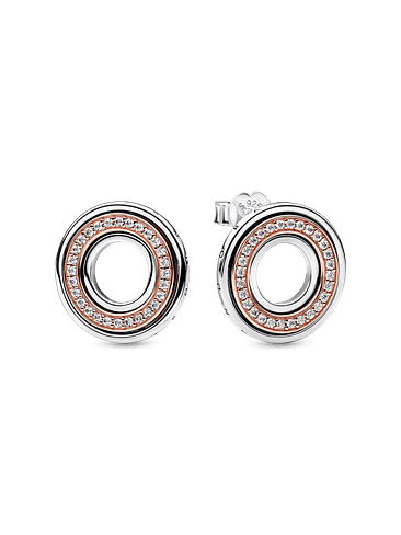 Aros Logo & Pavé en Dos Tonos - Estilo Pandora 1