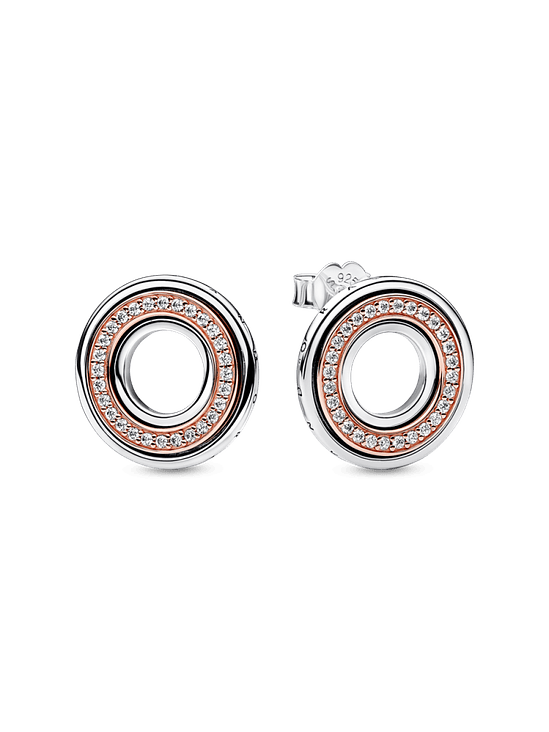 Aros Logo & Pavé en Dos Tonos - Estilo Pandora 1