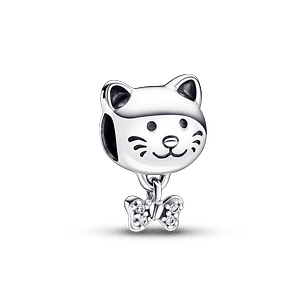 Charm Gato Mascota y Moño - Estilo Pandora