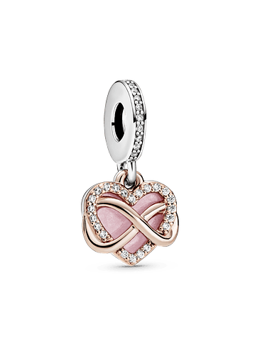 Charm Colgante Corazón con Infinito Resplandeciente Recubrimiento en Oro Rosa - Estilo Pandora 1