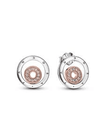 Aros Botón Circulo Dos Tonos - Estilo Pandora 1