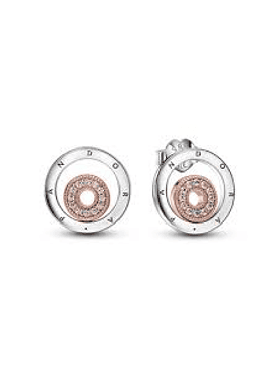 Aros Botón Circulo Dos Tonos - Estilo Pandora 1