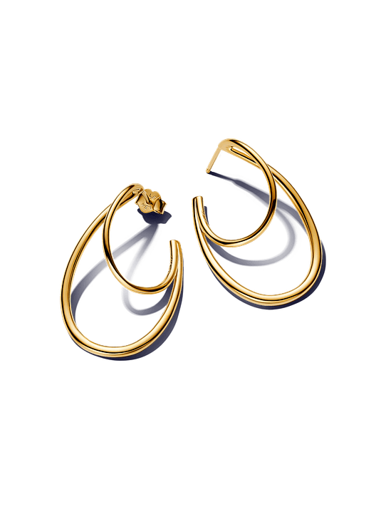 Aretes de Aro Doble Forma Orgánica - Estilo Pandora 1