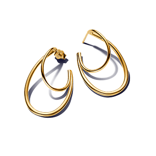 Aretes de Aro Doble Forma Orgánica - Estilo Pandora