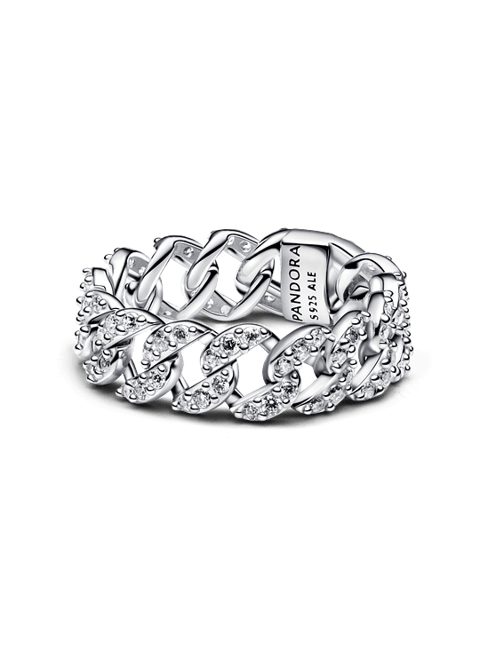 Anillo Cadena Cubana en Pavé - Estilo Pandora 1