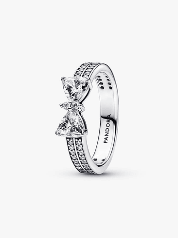 Anillo Doble Banda Lazo Brillante - Estilo Pandora 1